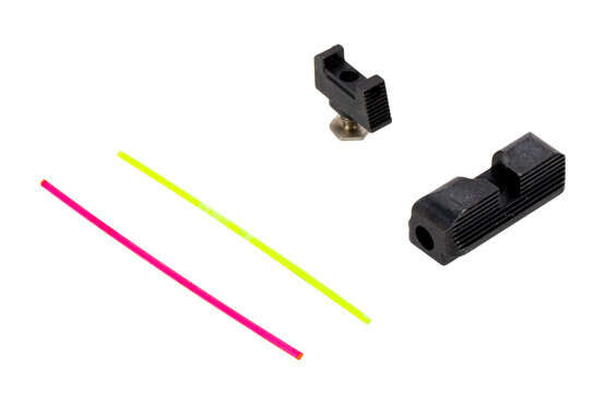 The Taran Tactical Innovations Ultimate Glock Fiber Optic Sights Set comes with red and green rods